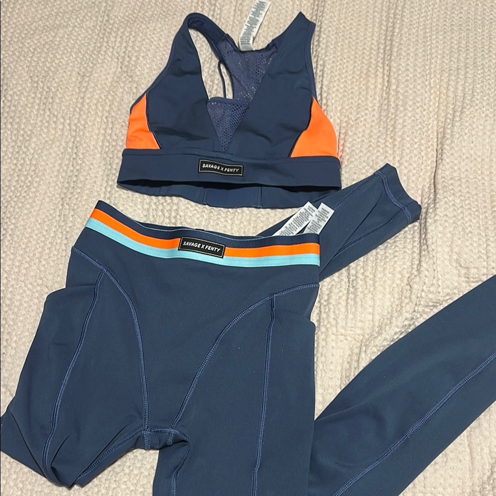 Savage X Fenty Blue and Orange Activewear Set